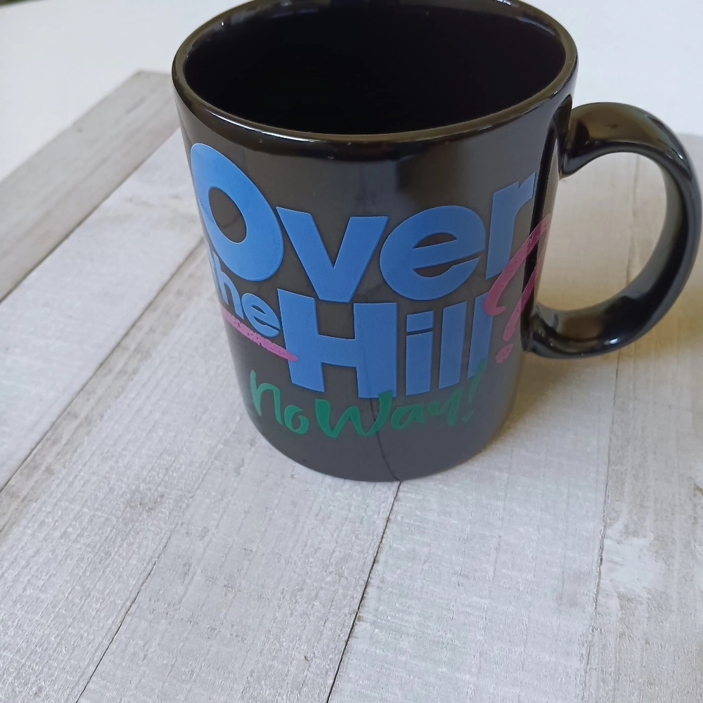 Vintage Hallmark Over The Hill No Way Black Coffee Mug 50th Birthday Gag Gift